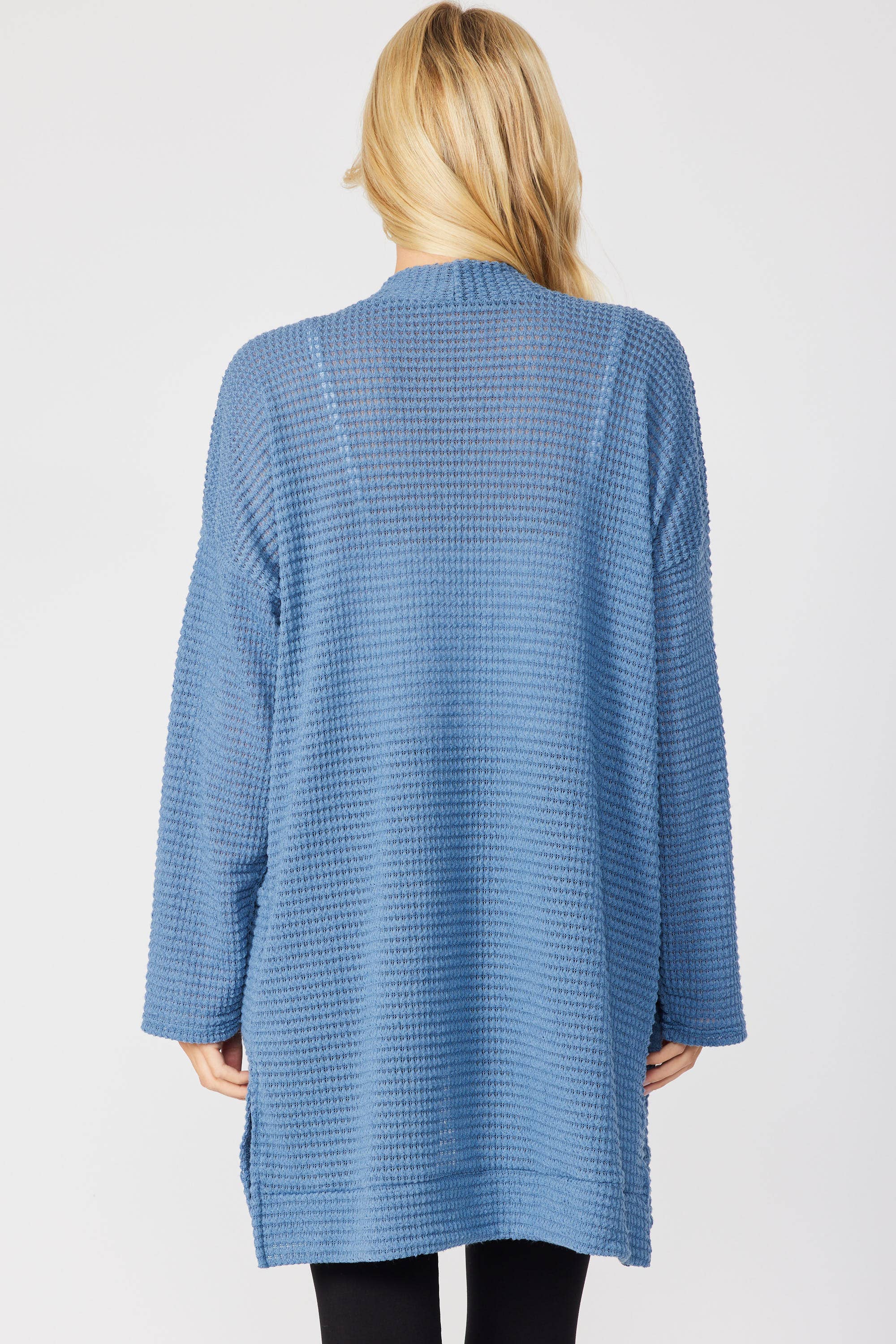 FSL Apparel - Wholesale Cardigan - Women's - SJ1005 - WAFFLE KNIT OPEN FRONT CARDIGAN WITH POCKETS17