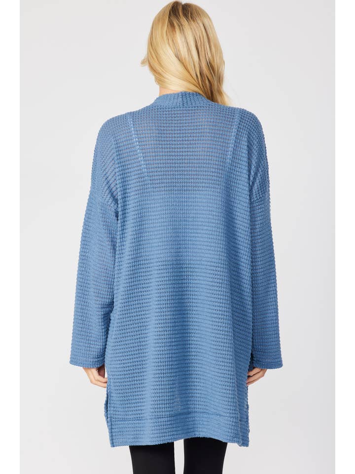 FSL Apparel - Wholesale Cardigan - Women's - SJ1005 - WAFFLE KNIT OPEN FRONT CARDIGAN WITH POCKETS17