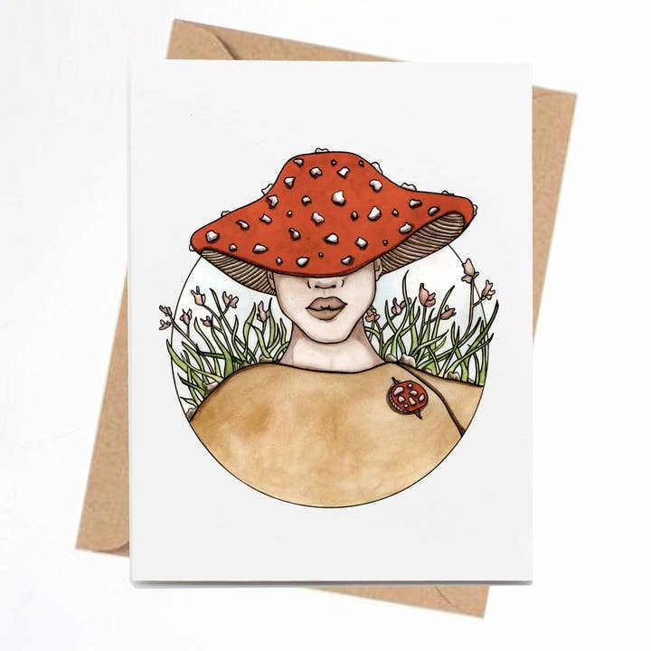 "Mushroom Cap" Handmade Notecard for wholesale by PinkPolish Design