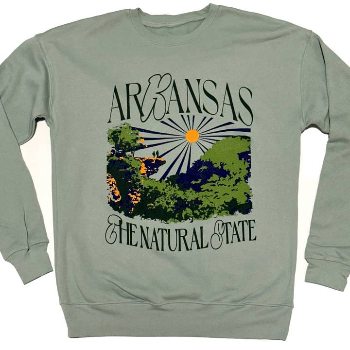 Hawksbill Crag Arkansas The Natural State Dusty Blue Sweatshirt for wholesale by AR-T's