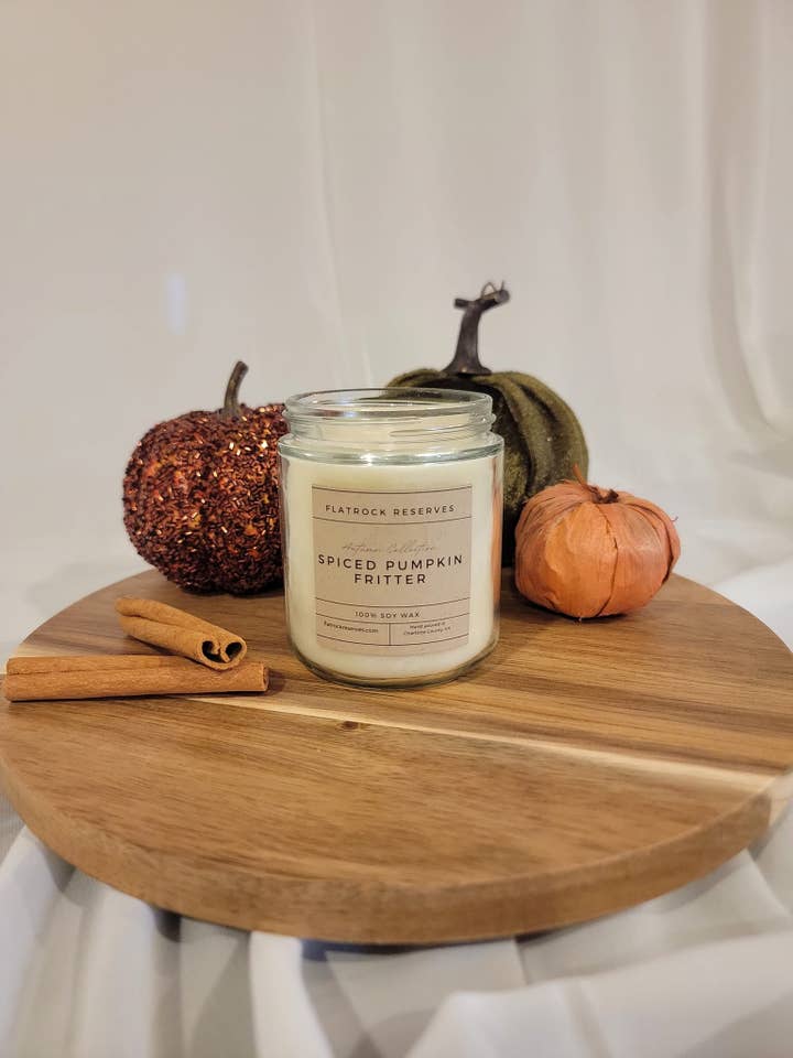 Spiced Pumpkin Fritter 8 oz. Candle for wholesale by Flatrock Reserves