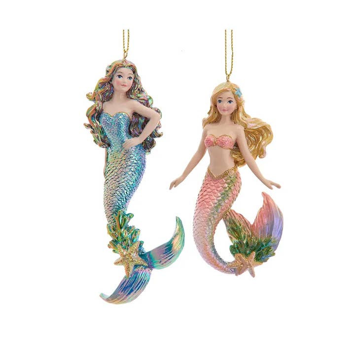 Ornement Sirène Électroplaqué 5,25" 2 Assortis pour la vente par Kurt S. Adler, Inc.