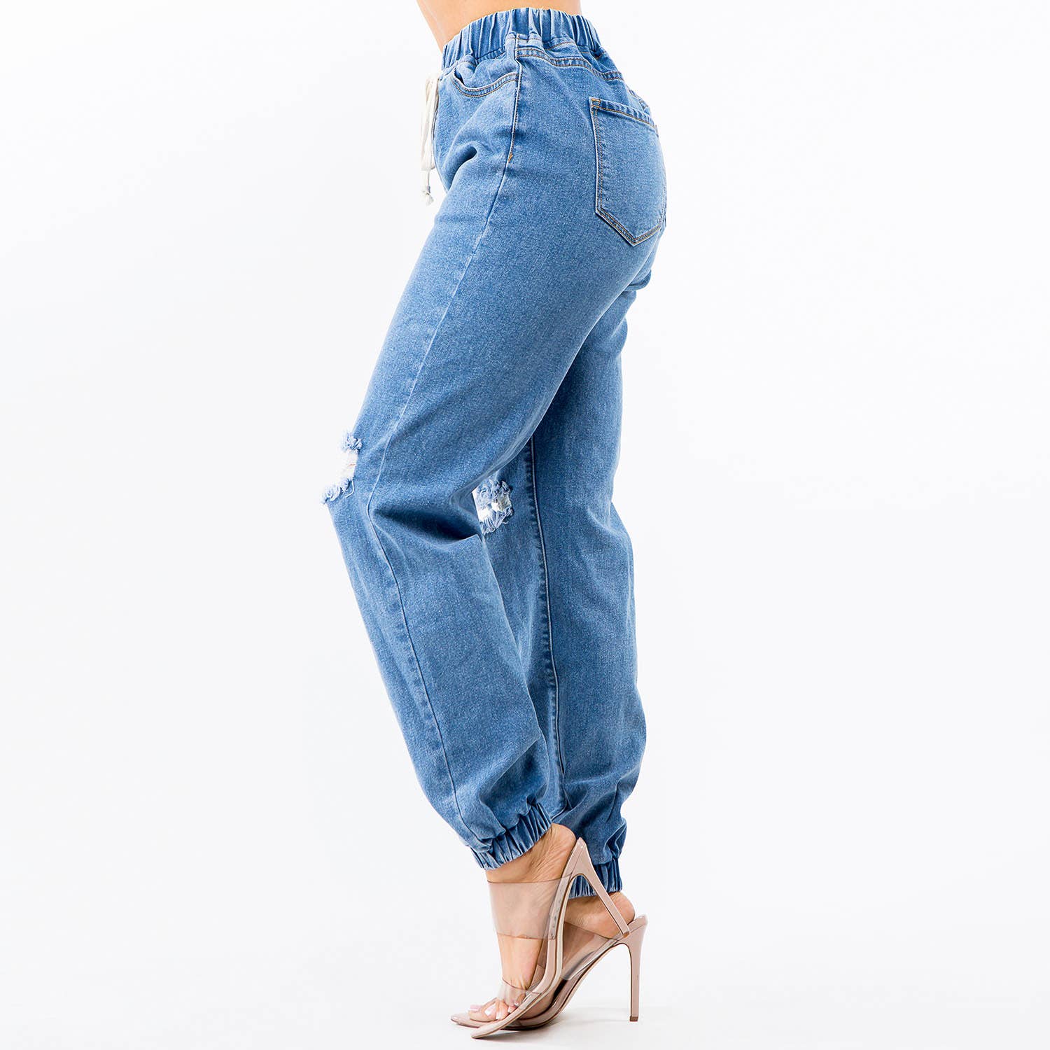 American Bazi - Wholesale Jeans - Women's - HIGH WAIST DENIM JOGGER STYLE PANTS-RJJ302592