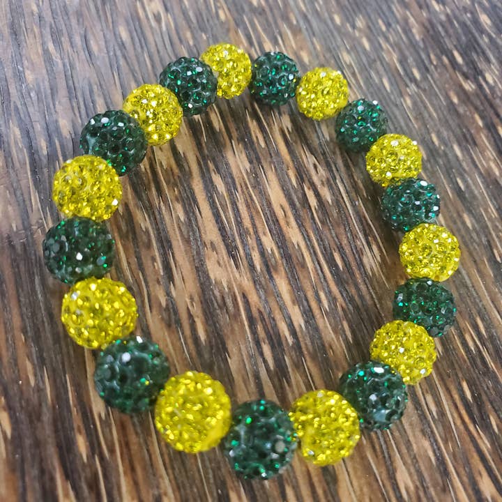 Green and Yellow Stretchy Bling Bracelet for wholesale by Paco Designs
