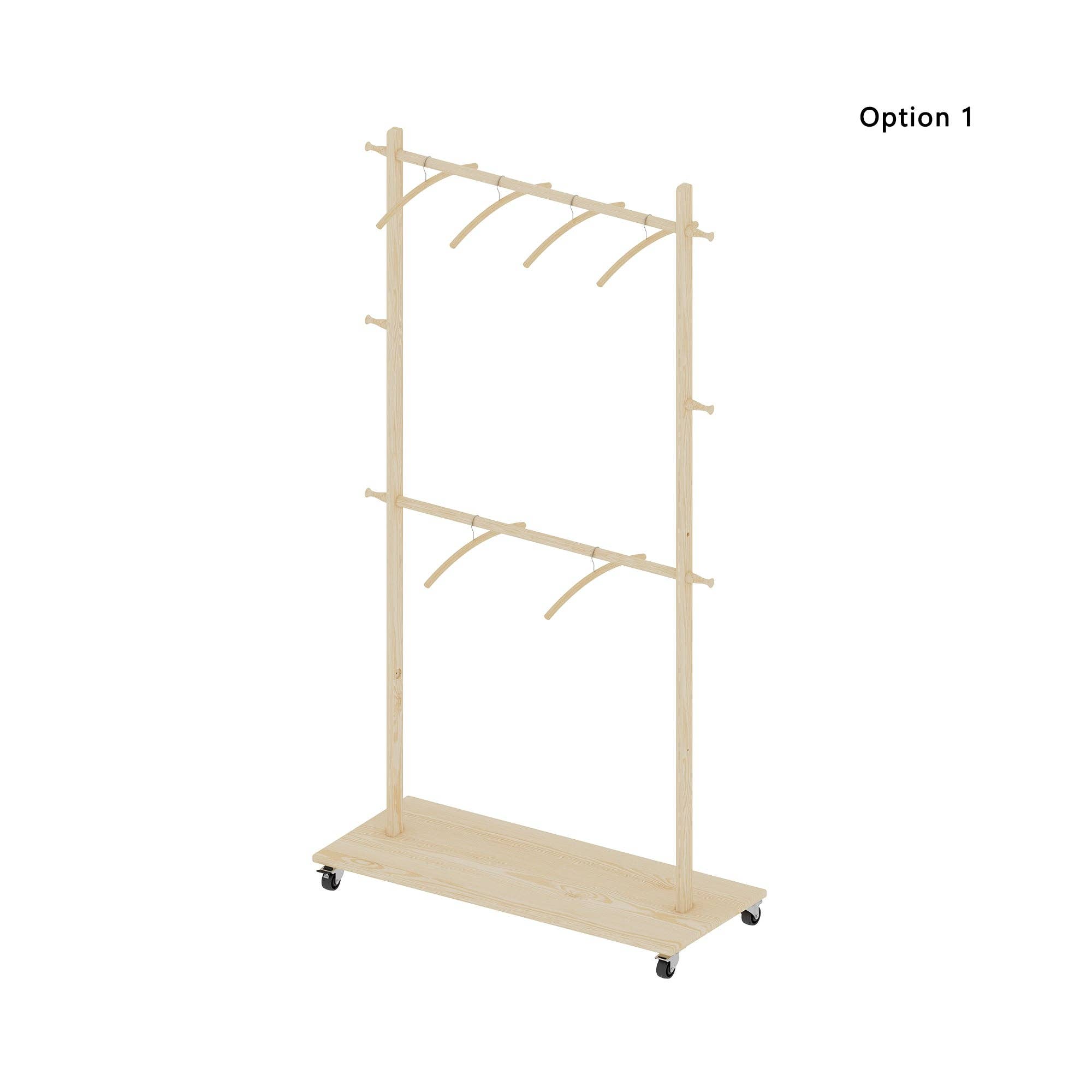 39F Inc. - Wholesale Clothes Hangers - Solid Wood Garment Rack with Shelf, Wheels & 6 Hangers4
