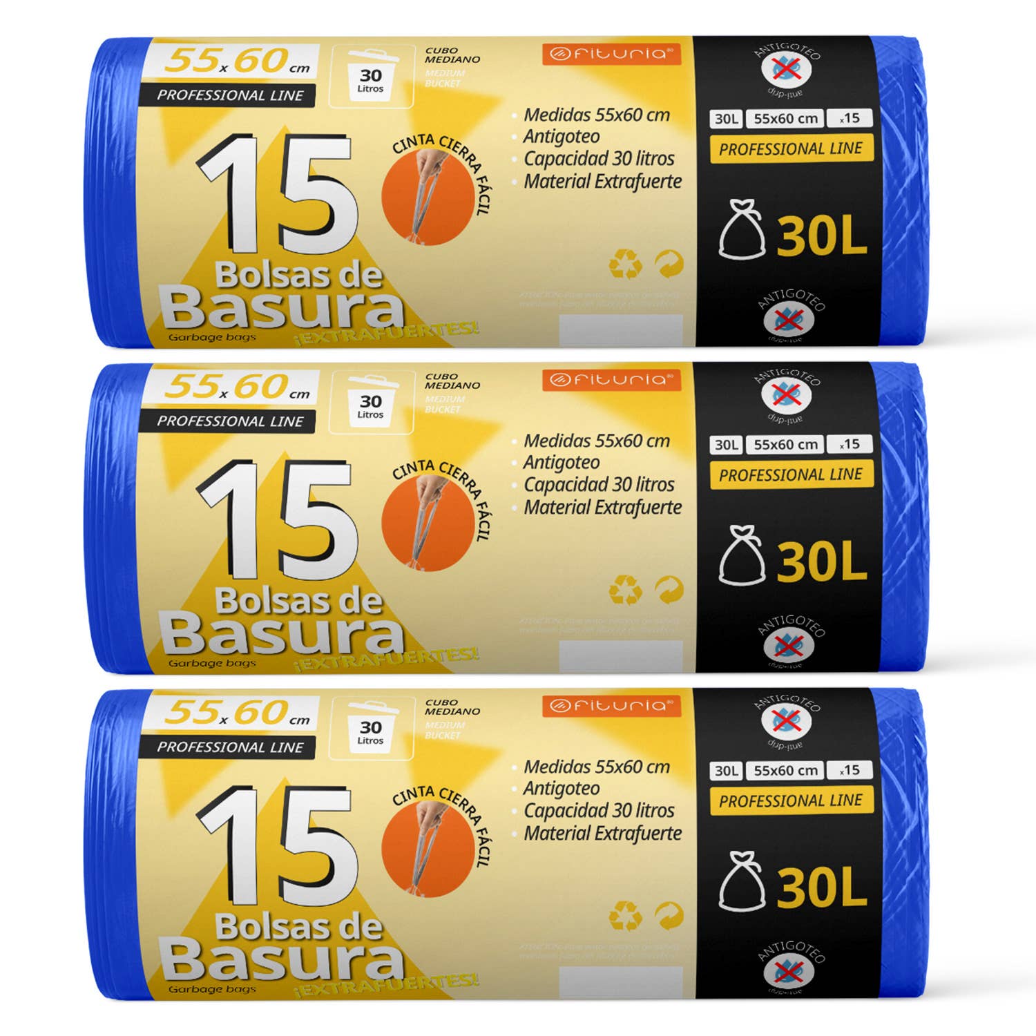 MEDEL OFFICE - Wholesale Rubbish can/Rubbish bin - Waterproof Self-Sealing Rubbish Bags 55x60cm 30L0