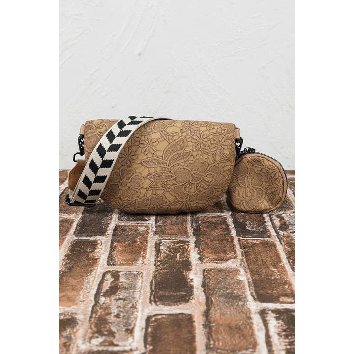 Camel Colorblock Strap Chain Shoulder Bag With Coin Purse for wholesale on Faire