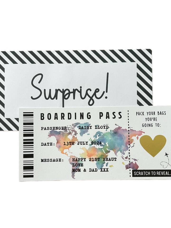 Personalised Boarding Pass | Customisable Travel Ticket for wholesale by Mermaid Marys