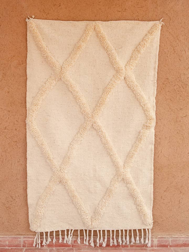 Tappeto in lana Beni Ourain tessuto a mano – Crema su crema – Tappeto 14 per la vendita all'ingrosso da parte di Maison Berber