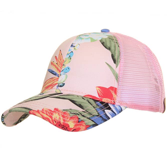 Hana - Wholesale Baseball Cap - Women's - C.C Floral Print Trucker Baseball Cap1