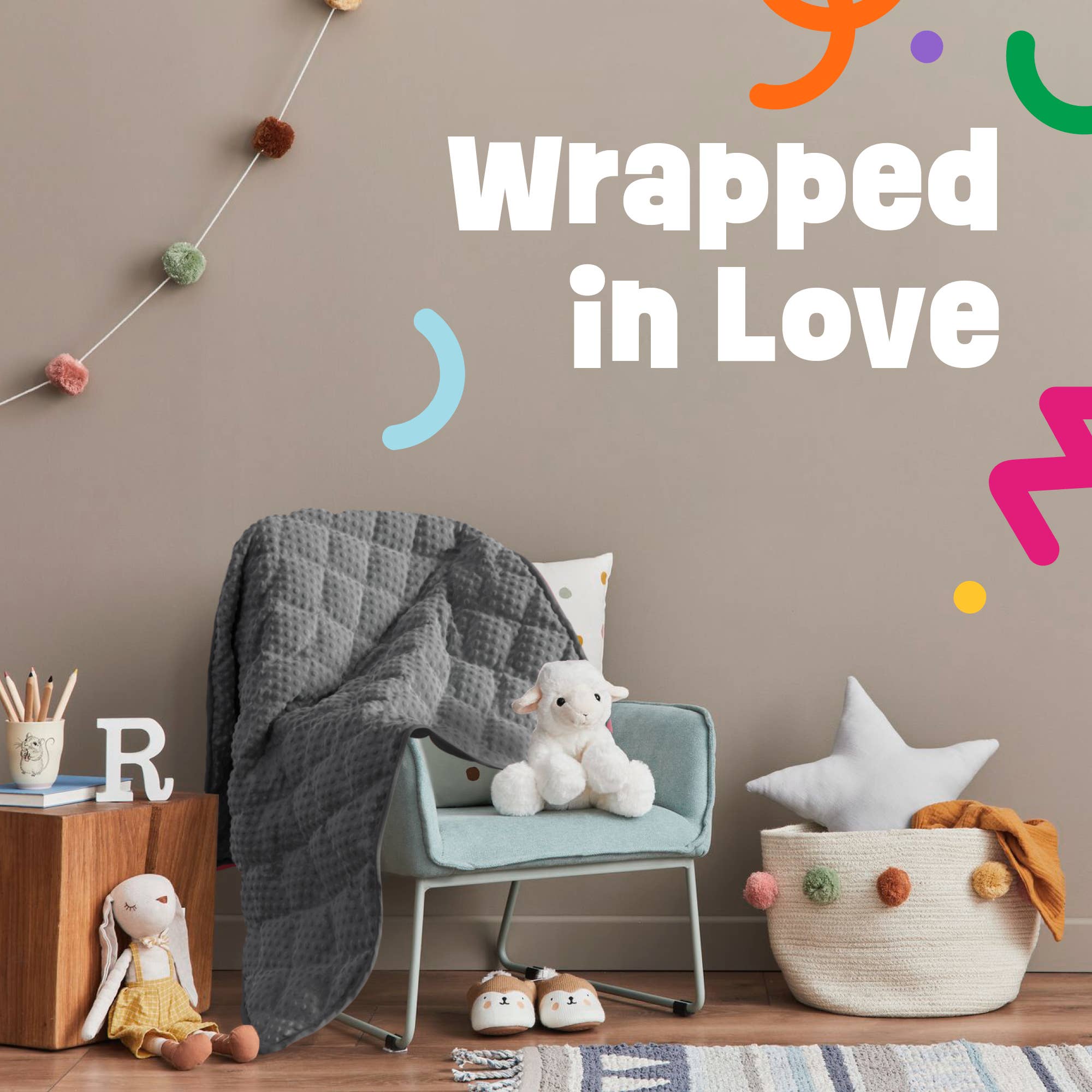 Prime Play - Wholesale Bedding Blanket - Kids & Baby - 5lb Child's Weighted Blanket - 36" x 48" Dotted Texture GREY5