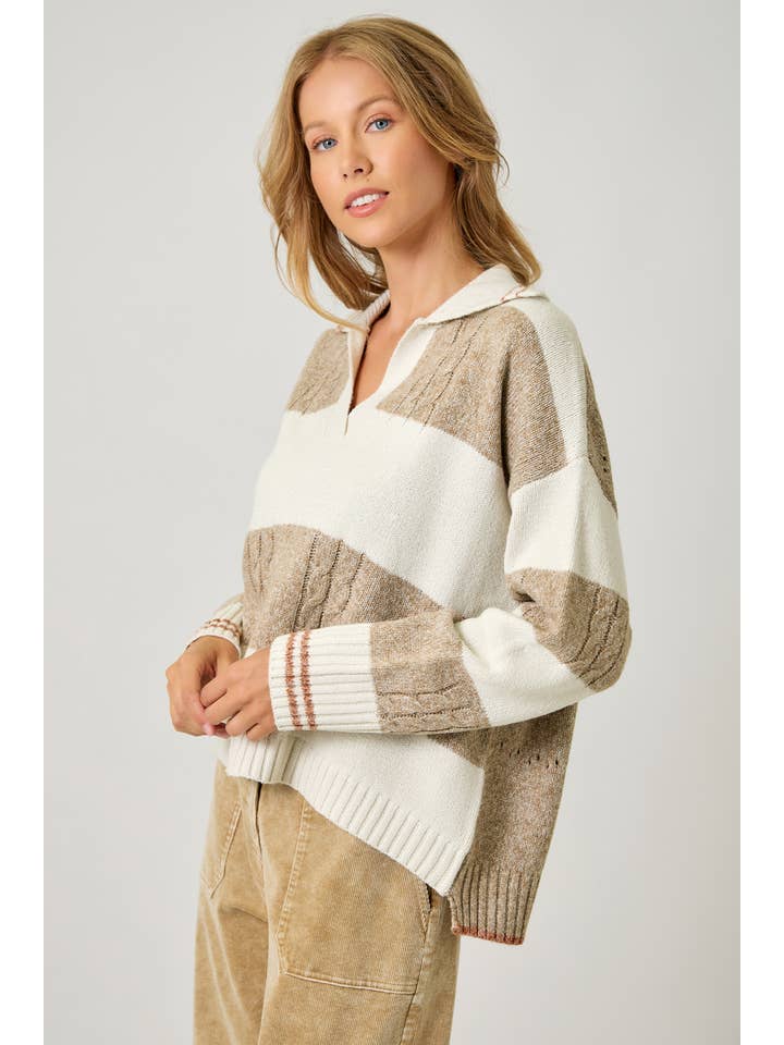 Mystree - Wholesale Knit Sweater - Women's - 60899 V-Neck Multistripe Sweater18