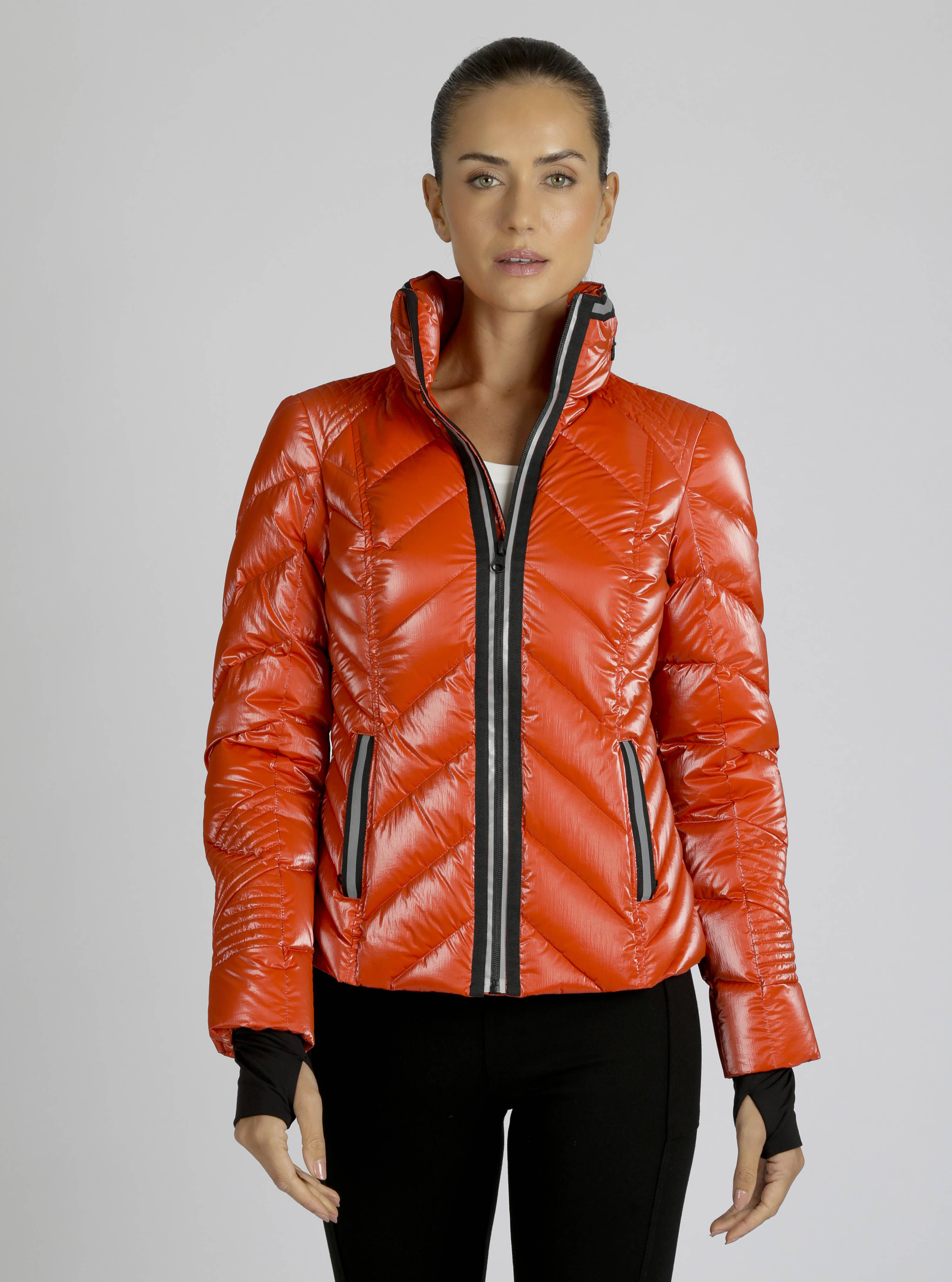 Blanc Noir - Vente Doudoune – femme - Doudoune Super Hero avec bordure réfléchissante - LL1