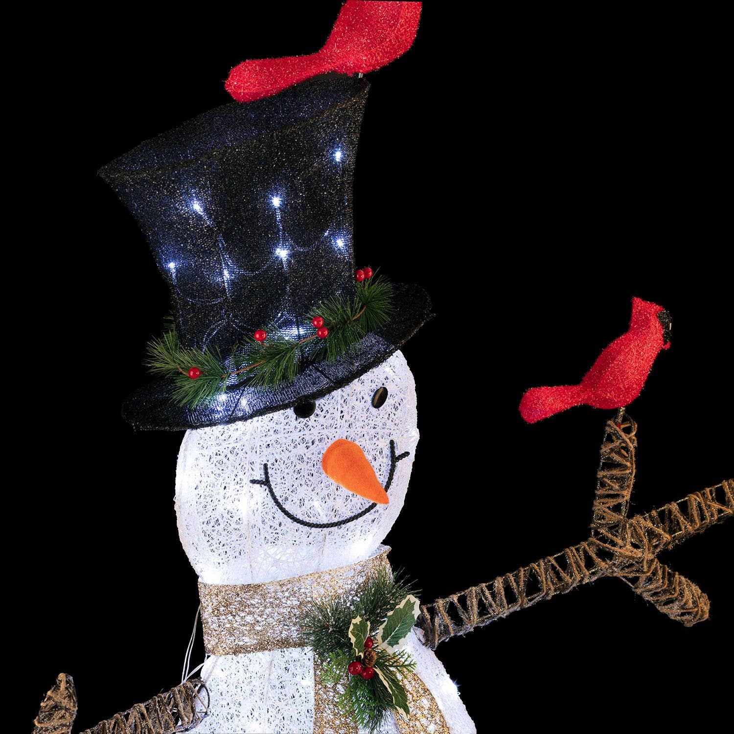 Alpine Corporation - Wholesale Christmas Decoration - Alpine White Mesh Snowman w/Birds & 140 Cool White LED -Lg10