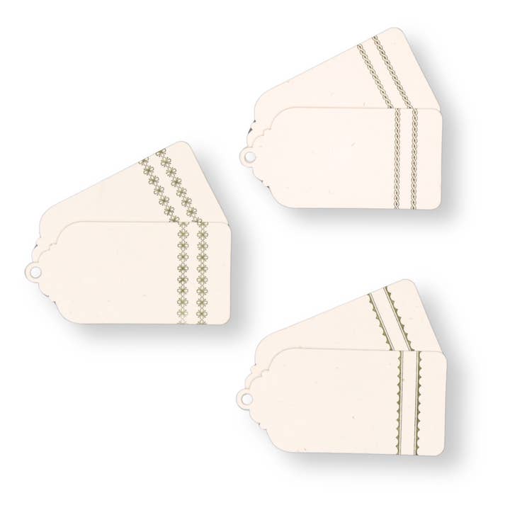 Etichette regalo stampate a caratteri ornamentali (confezione da 6) per la vendita all'ingrosso da parte di Letterpress PLAY