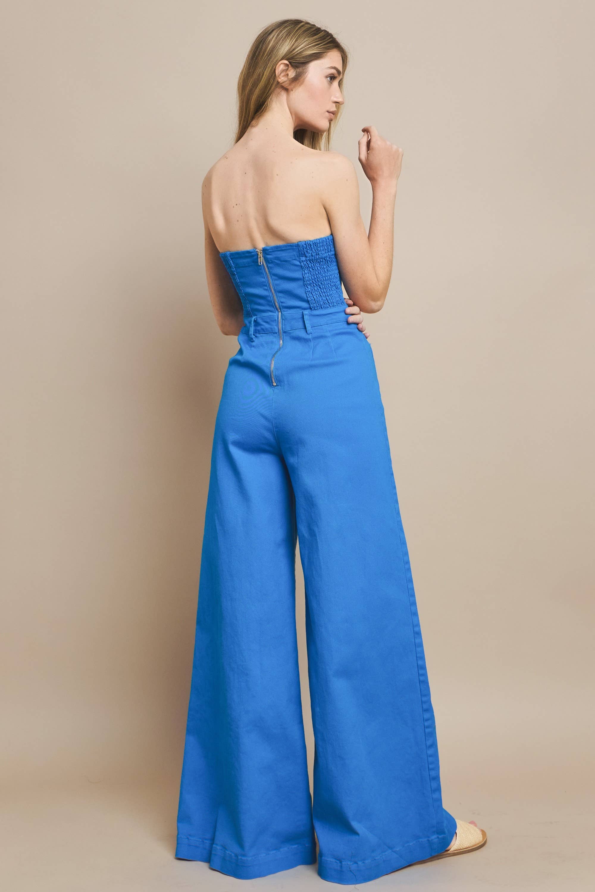 WISTERIA LANE – Engroshandel Jumpsuit - Dame – Off-shoulder jumpsuit med vidde ben i lime denim6