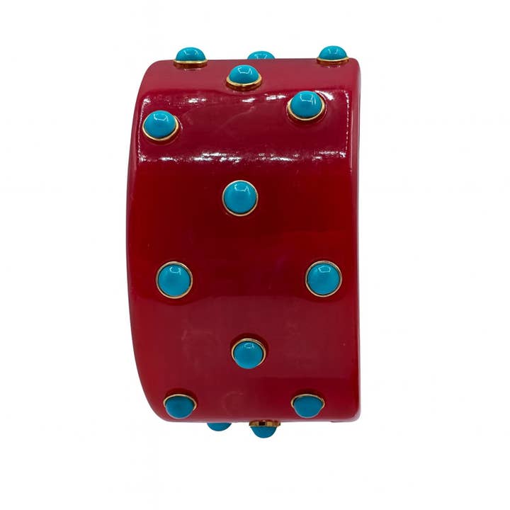 Bella Roter Karneol-Armreif mit Türkis-Harzsteinen für den Großhandel von Michael Nash Jewelry