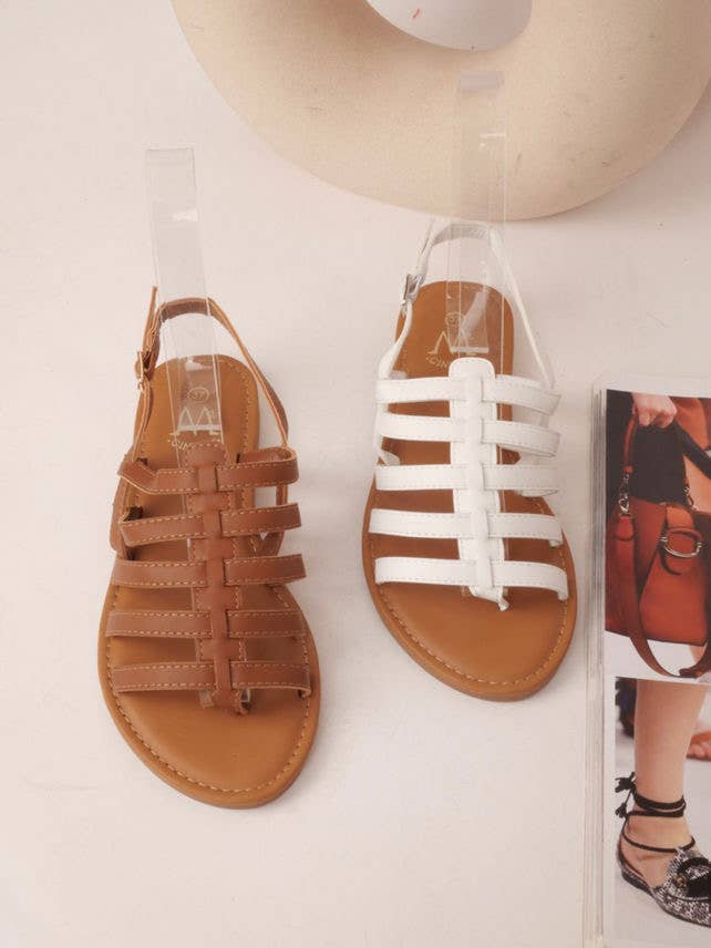 BELLICY / Cink-me - Vendita all'ingrosso Sandali - Donna - Sandali bassi in similpelle a punta aperta con fibbia aj, YU9T-51