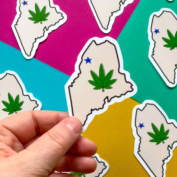 1901 Maine Cannabis Flag Sticker for wholesale by Stone Donut Design, LLC