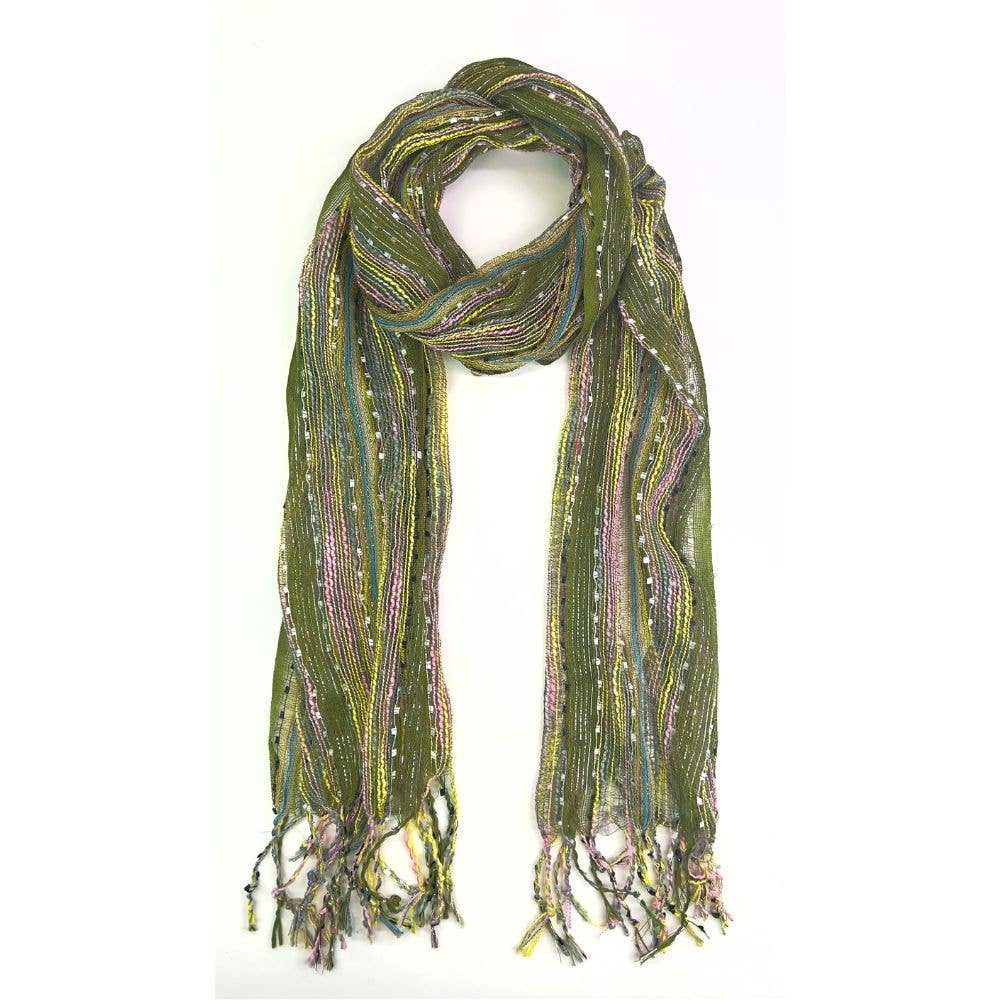 Humble Hilo – wholesale Scarf – Women's – Humble Hilo Multicolored Thread Artisan Scarf12
