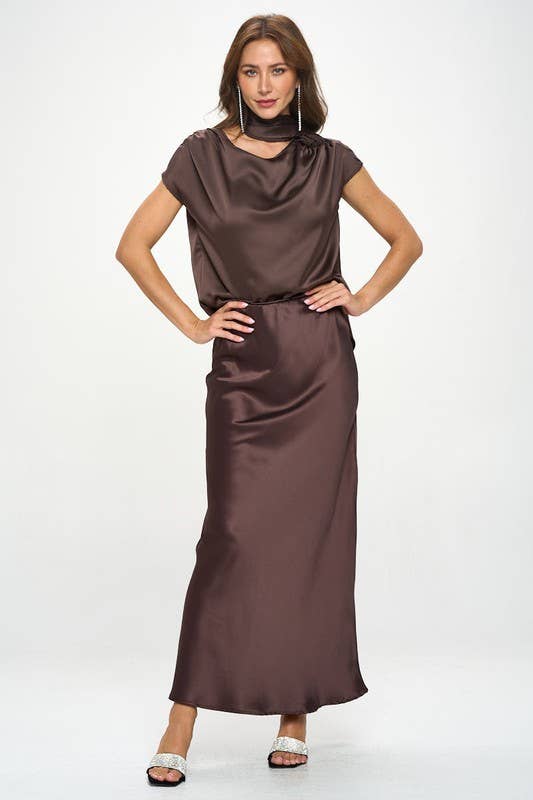 Renee C. - Wholesale Skirt - Women's - Made in USA Silky Satin Maxi Skirt4