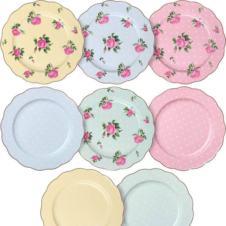 BTaT Floral Porcelain Dessert Plates, Set of 8, 8-Inch for wholesale by Brew To A Tea