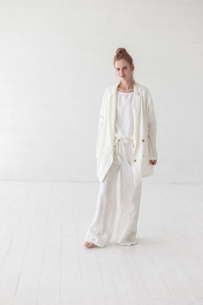 Epic Linen - Wholesale Broek - Dames - Linnen broek met brede pijpen in off-white3