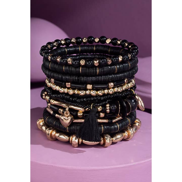 Urbanista - Wholesale Beaded Bracelet - 12 Layered Mixed Beaded Bracelet Set
