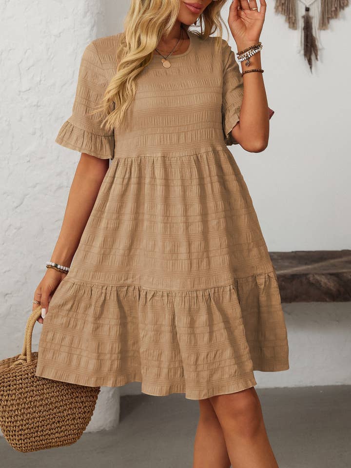 HIDDENBRAND - Wholesale Dress - Women's - Summer Floaty Relaxed Short-Sleeved Dress