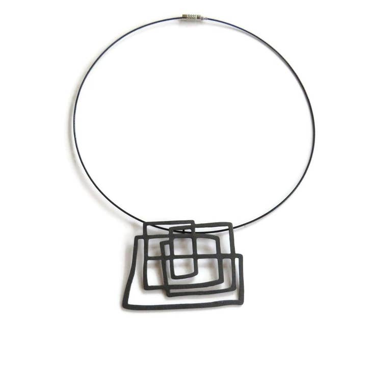 Kimya Joyas - Wholesale Pendant/Charm Necklace - Large Abstract Black Silver Pendant2