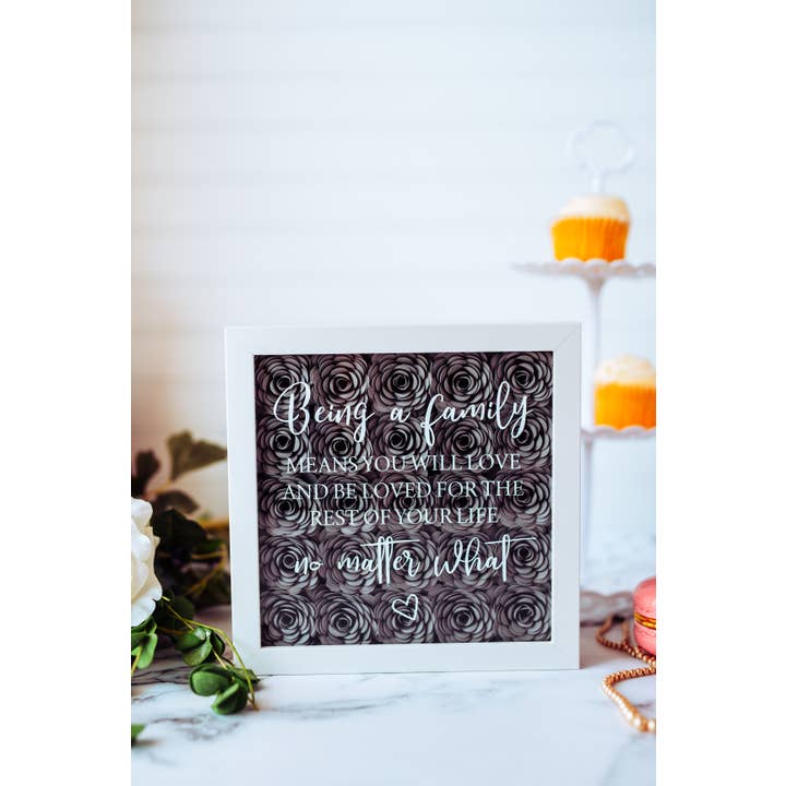 The Scarlett Butterfly - Wholesale Sign - Family Wall Hanging Handmade Paper Flower Shadow Box4