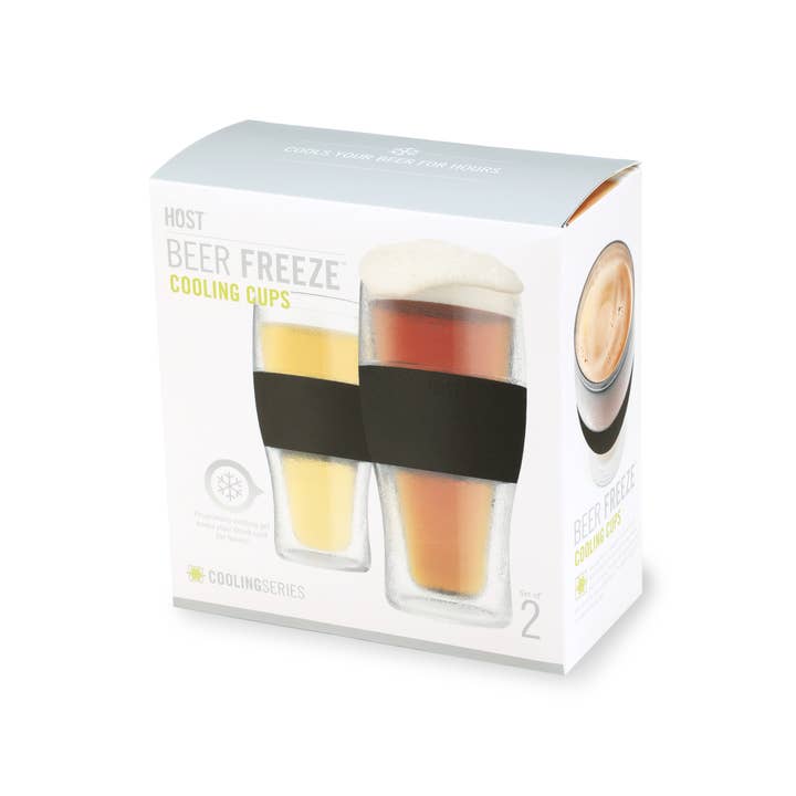 HOST - Wholesale Beer Glass/Mug - Beer FREEZEâ„¢ Cooling Cups w/ Cooling Gel - Black - Set of 2
