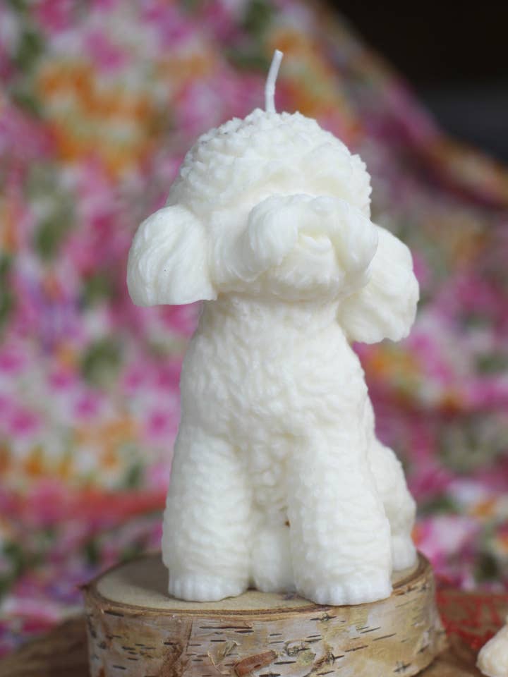 Poodle shaped candle for wholesale by Meet me at the corner