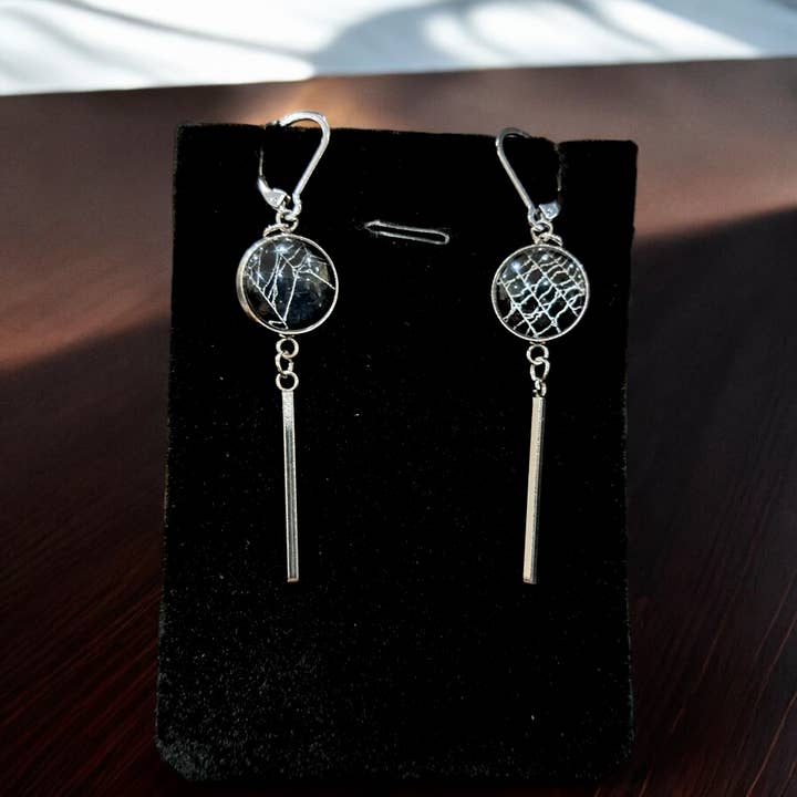 Hell Kitten RVA - Wholesale Dangle Earrings - Real Spiderweb Vertical Bar Dangles4