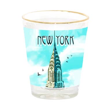Vaso de chupito Chrysler Building Cielo Azul Nueva York para venta al por mayor de Happy Place by Lola Star