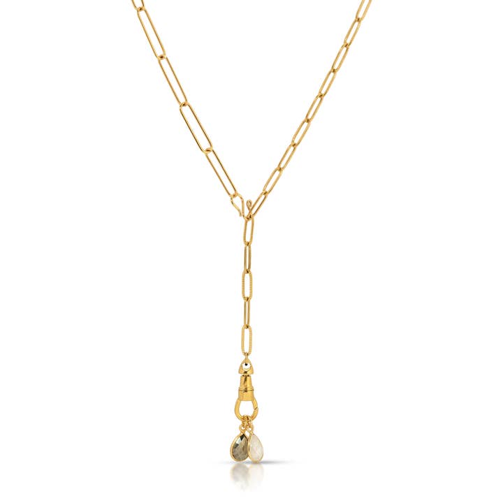 NK-676 | Doppelte Edelstein-Drehverschluss-Lariat für den Großhandel von Sunday Girl by Amy DiLamarra