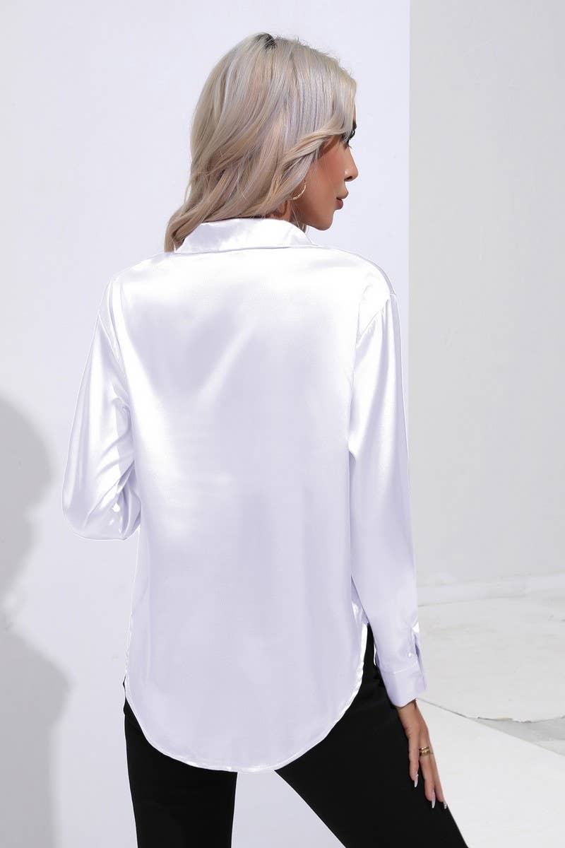 NINEXIS - Wholesale Button Down Shirt - Women's - CWTBLL0690_Button Down Silky Satin Long Sleeve Top27