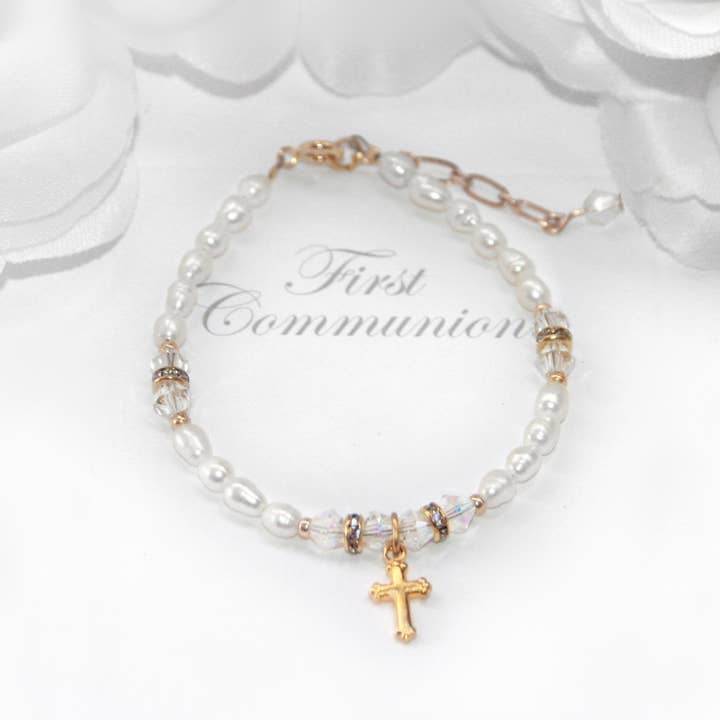 Collectables America - Wholesale Beaded Bracelet - Kids - First Communion Gold Finish Bracelet CJ-591