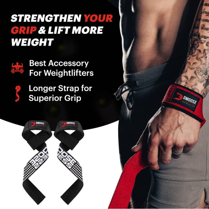 DMOOSE - Vente Équipement de fitness - Sangles de levage DMoose, sangles de poignet de 24 pouces pour haltérophili4