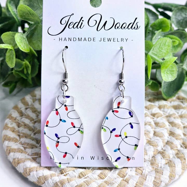 Jedi Woods LLC - Wholesale Dangle Earrings - Christmas Light Strings - Lightbulb Acrylic Earrings