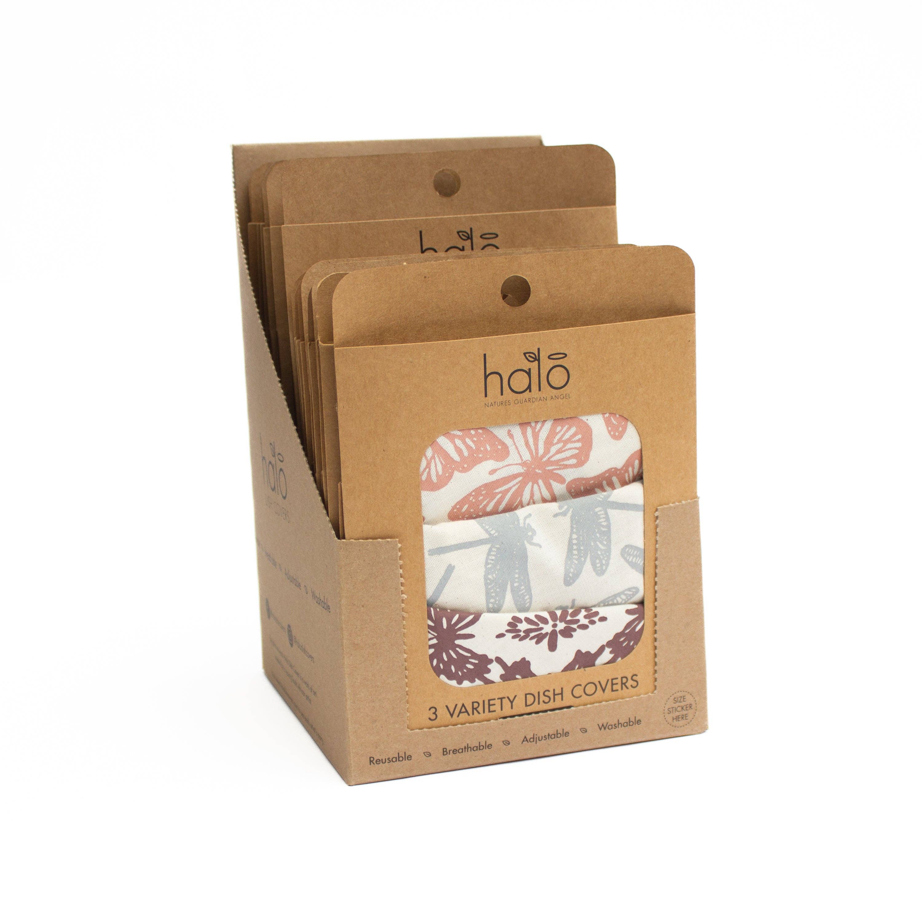 Halo Dish Covers - Wholesale Food Storage Wrap/Bag - Assortment Case Butterfly/Dragonfly:16pc Retail Value; $2801