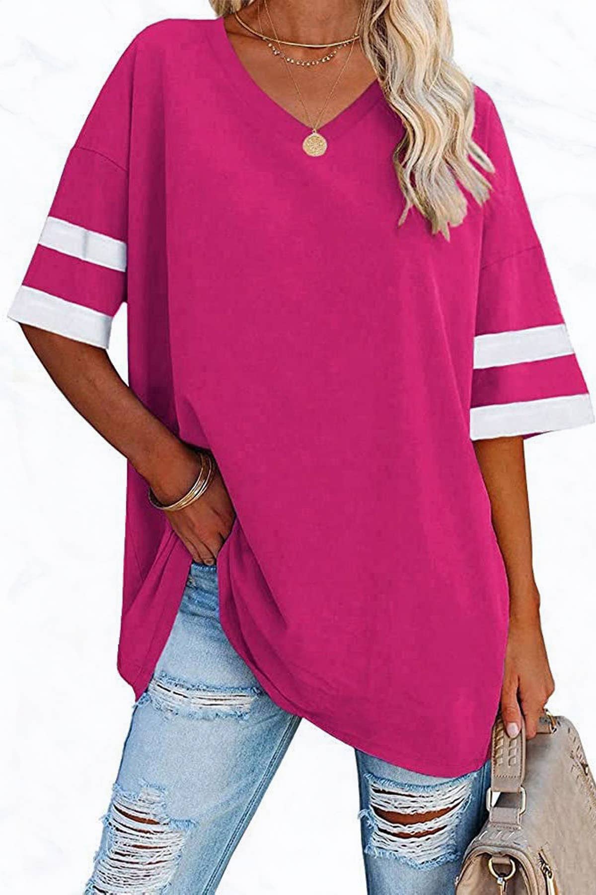 Suzie Q USA - Vente Tunique – femme - Tunique en coton col V à manches mi-longues8