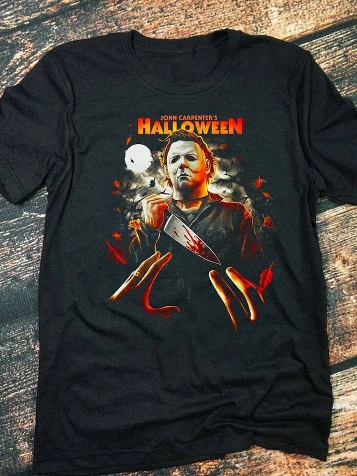 Black Halloween Horror Movie Michael Myers T-Shirt Vintage Gift Me for wholesale on Faire0