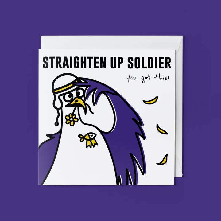 Carte de vœux pour animaux : Straighten Up Soldier ! pour la vente par THE BEASTY FARM