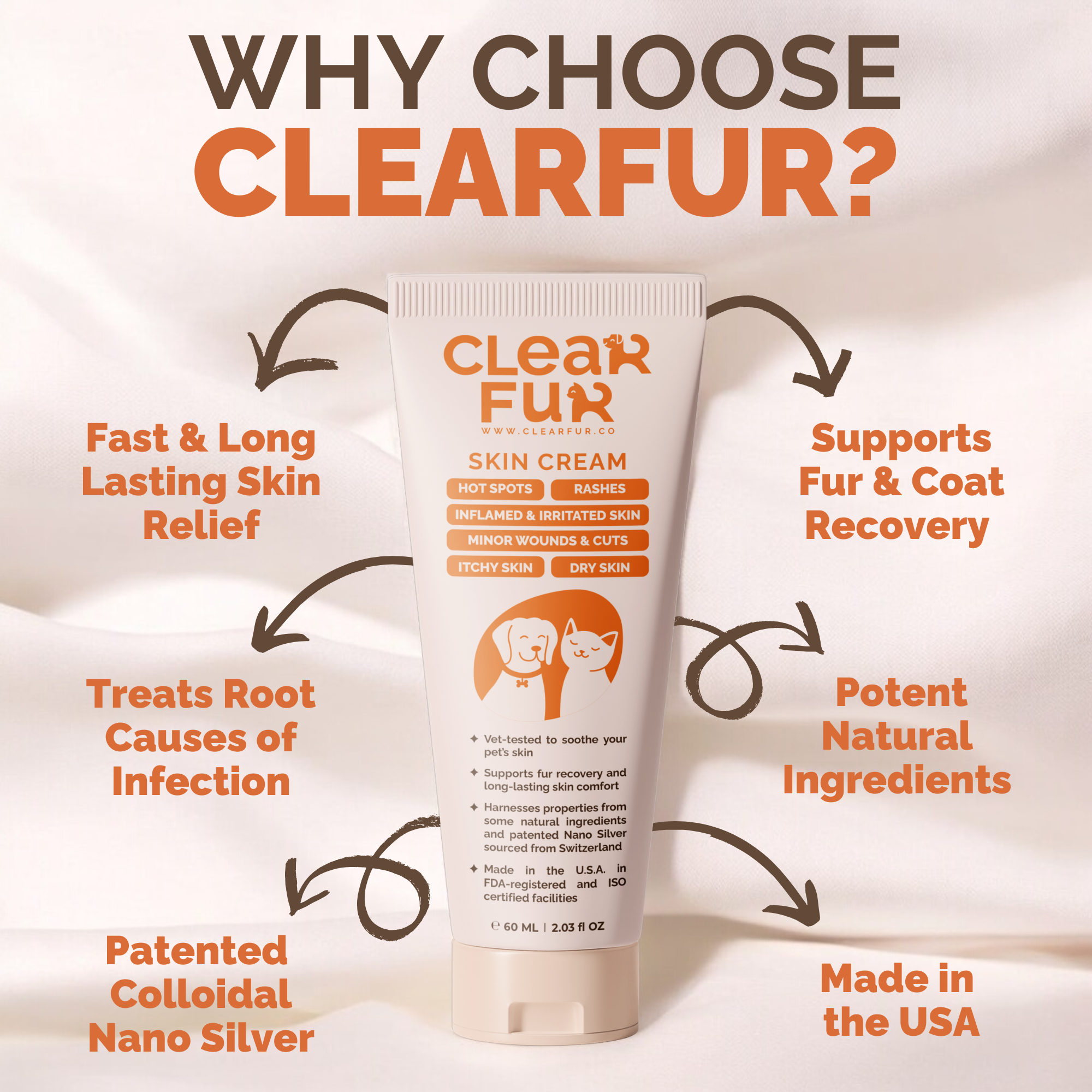 ClearFur - Wholesale Pet Paw Protection - Hot Spot & Itch Relief Cream for Dogs & Cats 2oz1