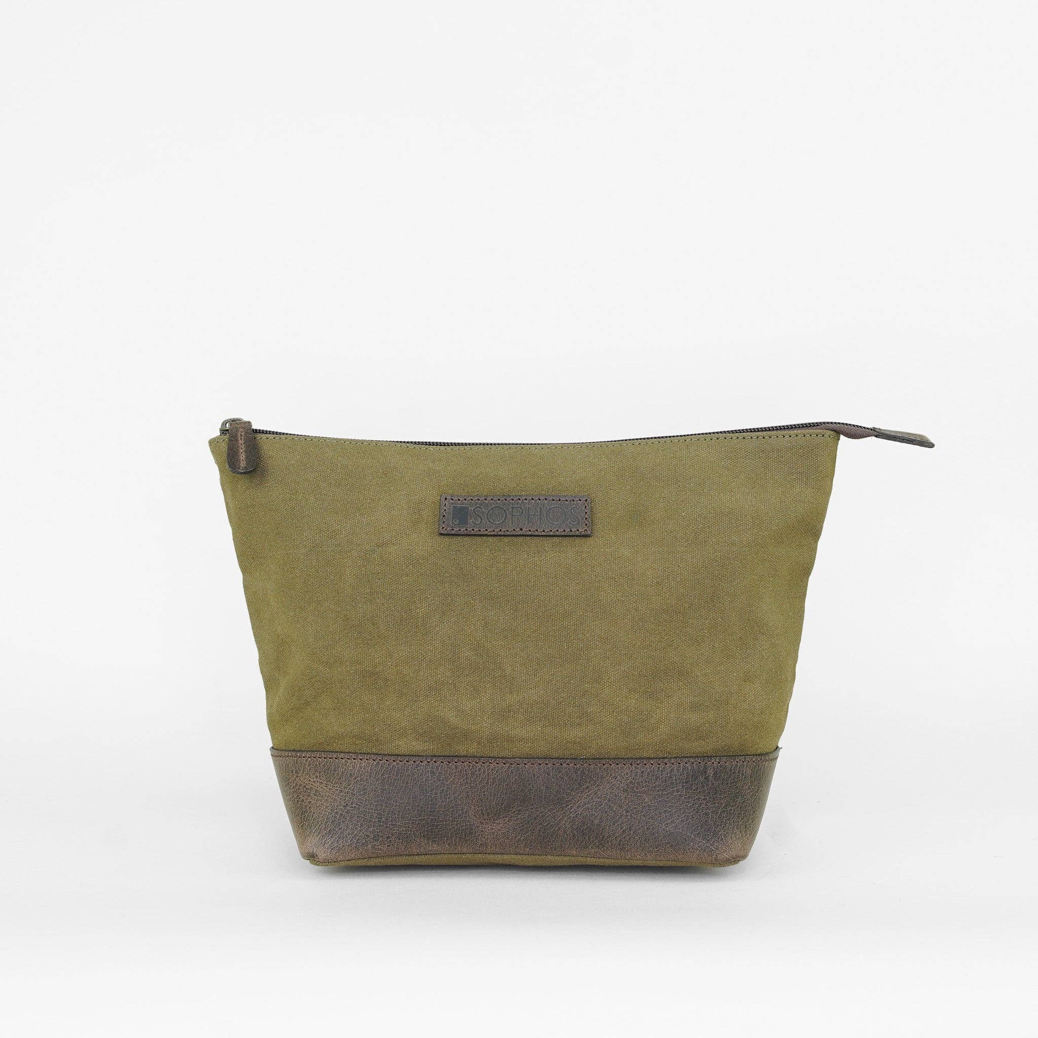 Sophos - Vendita all'ingrosso Beauty case - Unisex - Borsa da bagno triangolare in tela cerata verde oliva4