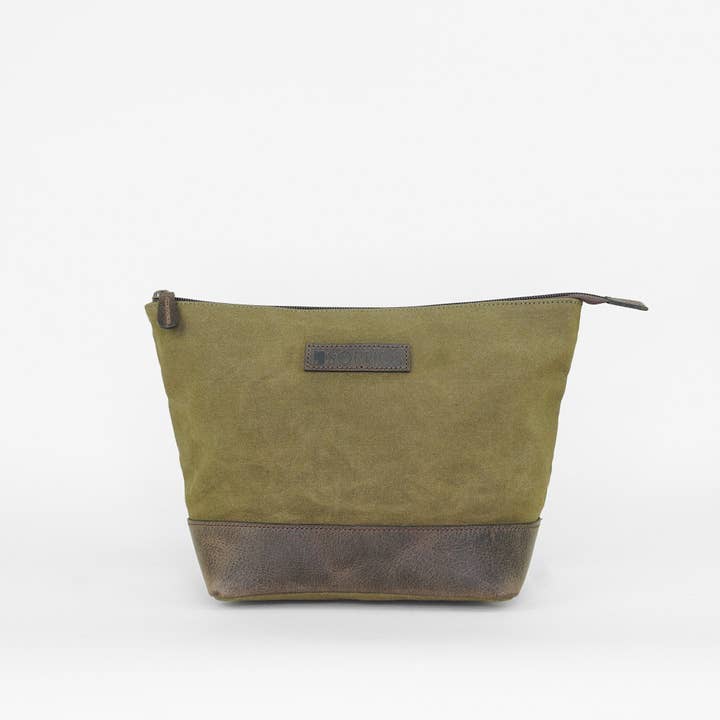 Sophos - Vendita all'ingrosso Beauty case - Unisex - Borsa da bagno triangolare in tela cerata verde oliva4