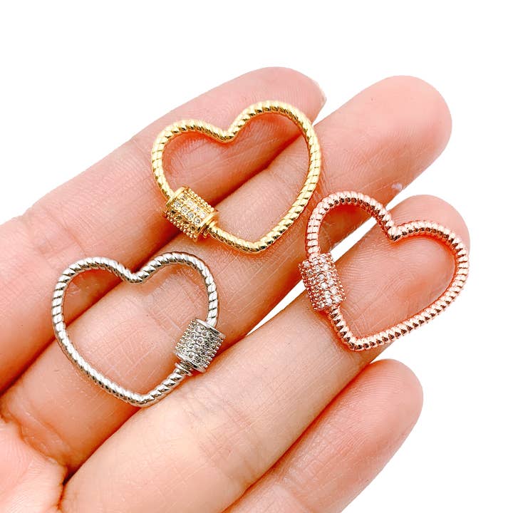Gold Filled Twisted Heart Shaped Carabiner Screw Clasp CL344 for wholesale by Beads Creation