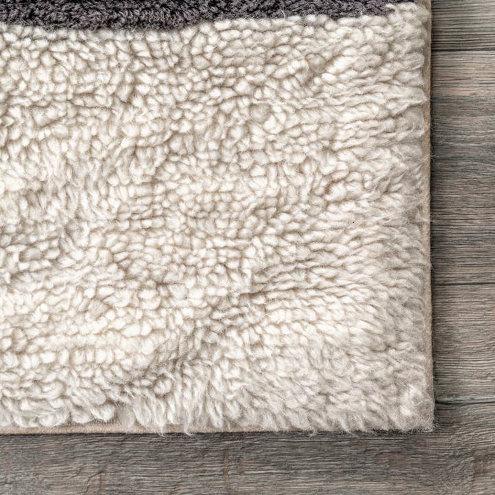 Ivory Striped Wool Machine Washable Area Rug for wholesale on Faire