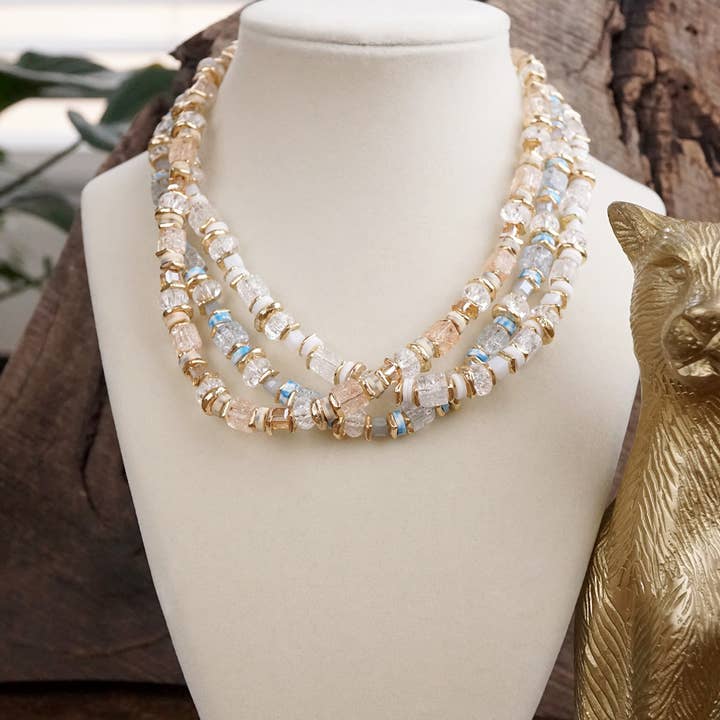 Pastel Drift – Mixed Bead Necklace in Soft Hues for wholesale by PennyLine inc